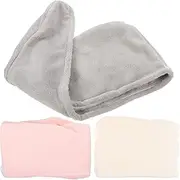 Healeved Practical Hair Cap 3pcs Absorbent Head Towel Hair Wrap for Shower Girls Bath Towels