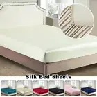 Satin Bedsheet Fitted Sheet Mattress Covers Elastic Single Double Queen King Bed