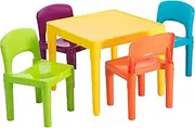 Lenoxx Kids 5-Piece Colourful Plastic Table & Chairs - Sturdy, Lightweight Design for Playrooms, Classrooms, and More. Easy to Clean, Ideal for Tiny Learners