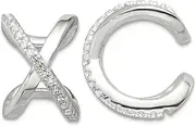 [JewelryWeb] 925 Sterling Silver E coating CZ Simulated Diamond Twisted Pair Of 2 Ear Cuffs 13.5x13.45mm Wide 10.05mm Thick-Ear Cuff for Women