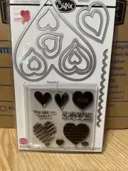 Sizzix Framelits Love, Hugs & Hearts ~ Die Cutting Set ~ With Matching Stamps