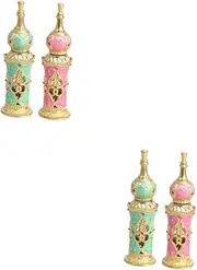 [Baluue] 2sets Vintage Style Perfume Bottles Empty Set for DIY Essential Oil Blending 2pcs*2