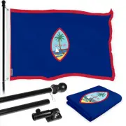 Combo Pack: 6 Ft Tangle Free Spinning Flagpole (Black) & Guam Flag 3x5 Ft