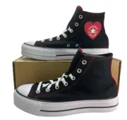 Converse by YOU CTAS Platform Lift Hi BLACK Heart Patch 8.5 Men (10.5 Women)
