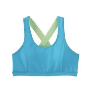 Girls SO Striped Sports Bra, Bird Song Blue, Size M, NWT