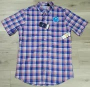 Izod Shirt Men's Small Rapture Rose Plaid Cool FX Button Down Collar New
