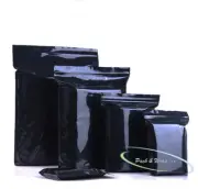 Black Zip Lock Plastic Pouch bags resealable opaque food re-usable 100 /500 pcs