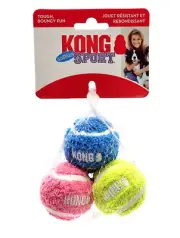 Kong Sport Softies Tennis Balls 3pk Sm Tough Bouncy No Squeak Dog Fetch Toy 2"