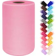 Pink Tulle Fabric Roll 6 Inch by 100 Yards (300 ft) Tulle Ribbon Sheer Mesh N...