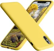 Vooii iPhone Xs Case, iPhone X Case, Soft Liquid Silicone Slim Rubber Full Body Protective iPhone Xs/X Case Cover (with Soft Microfiber Lining) Design for iPhone X iPhone Xs - Lemon Yellow