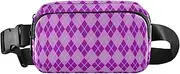 [Amooorous] Peach and Purple Checkerboard Cute Fanny Pack Waist Bag for Women Men Waterproof Bum Bag Belt with Adjustable Strap for Cycling Hiking Gym, Peach and purple checkerboard, 1 size