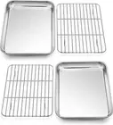 Oven Pan and Grill Rack 1/2PC Stainless Steel Roasting Tray Roaster Baking Sheet