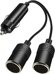 1 to 2 Car Cigarette Lighter Splitter Adapter, Multi Plug 12V/24V Car Cigarette Lighter Adapter to Power Plug, 9.8 Inch 18AWG Cigarette Lighter Extension Cord Suitable for Running 2 Devices at Once