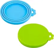 SAVITA 2 Pieces Pet Can Lids Dishwasher Safe Universal Dog Food Lid Food Grade Silicone Cat Lid (Green, Light Blue)