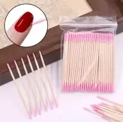 Wood Cotton Swab Mini Clean Nail Cuticle Sticks 2 Head Tips Makeup Multipurpose