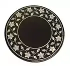 marble top table antique, marble table top round mother of pearl inlay black.