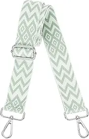 [uxcell] Purse Straps Replacement Crossbody, 1.5 Inch Wide Shoulder Bag Strap Adjustable Canvas Straps for Handbag Wallet Clutch Bags with Silver Buckle, Green Geometrical