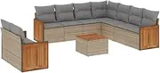 vidaXL Garden Sofa Set 10-Piece Beige Modular Lounge - Outdoor Patio Terrace Seating with Cushions Poly Rattan