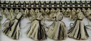 3" BLACK SAGE CREAM TASSEL RIBBON FABRIC FRINGE TRIM 25 YARDS