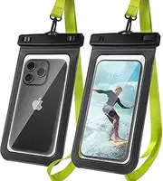 Woyinger [1 Pack]Cellphone Dry Bag, with Upgraded Lanyard [Widened 0.78"/2cm Width & Upgraded Material] bringing more comfortable experience, Cases Compatible for Phones Up to 8.3"，Black/Hi-Vis Yellow