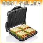 Gourmet Sandwich Maker with Non-Stick Plates, Stainless Steel, and 180° Opening