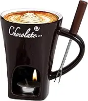 Chocolate Fondue Mug Melting Cup | Fondue Mug Hot Pot Ceramic Melting Cup | Tea Light Heating Butter Warmer Melting Pot for Candy & Chocolate