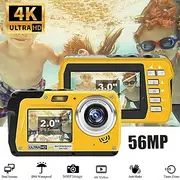 4K30FPS Waterproof Camera 56MP Underwater Cameras UHD Video Recorder Selfie IPS Dual Screens(3/2) 10FT Waterproof Digital Camera for Snorkeling on Vacation 170