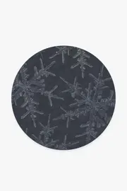 185' Round | Machine Washable Runner Rug | Kid & Pet Friendly | Indoor Rug | Snowflake Navy Flatwoven Rug | Ruggable