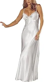 [UIVHLW] Lingerie Set Long Sleep Dress for Women Lace Patchwork Nightdress Intimate Lingerie