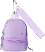 [Babysun] Mini Backpack Keychain Wristlet Pouch Small Change Coin Purse Cute Zipper Wallet With 3 RFID Card Slots For Women/Men Airpods Cosmetics, Purple, Mini Backpack Keychain Wristlet Wallets