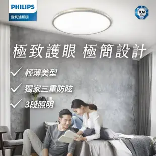 【Philips 飛利浦】EyeCare LED 36W超薄調光吸頂燈-自然光(PA016)