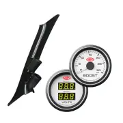 Ford BA BF XR6 XR8 FPV Pillar Pod w/ White Face Turbo Boost & Dual Volts Gauge (for: Ford)