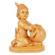 Bal Gopal Krishna Eating Butter Idol Statue Figurine 7.5"