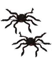 Everlasting Glow Set of Two 19.68 in Fuzzy Spider With Purple Micro LED Lights