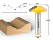 1-1/2" Bevel Faux Panel CNC Cabinet Door Raised Panel Router Bit - 1/2" Shank -