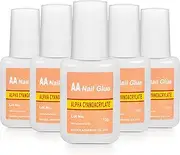 Adhesive False Nail Glue Brush-On Nail Glue Quick Nail Glue for Nail Make Up Supplies (5 Packs)