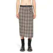 [UNDERCOVER] Linen Rayon Check Kilt Grey