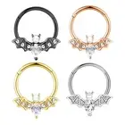 Bat Septum Ring 16G 1.2mm Pierced Clicker CZ Nose Daith Ear Septum Piercing