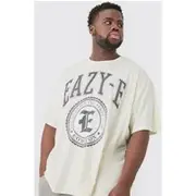 Mens Plus Oversized Eazy-e License T-shirt Ecru