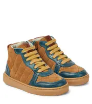 [Petit Nord] Petit Nord Quilted suede sneakers UK 1 brown