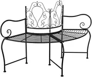 'vidaXL Black Steel Tree Bench - Weather-Resistant Outdoor Seating of 150 cm Diameter