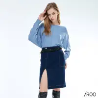 在飛比找momo購物網優惠-【iROO】磨毛牛仔短裙