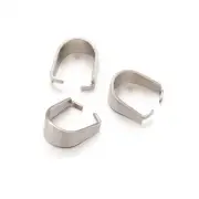50pcs 304 Stainless Steel Pinch Bail Ice Pick Small Pendant Bail Smooth 9x7x4mm