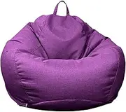 UYSOFRCV Bean Bag Chair Cover Stuffed Animal Storage (No Filler), Soft Cotton Linen Large Bean Bag Sofa Cover Solid Color Lazy Lounger Cover for Adults and Kids,Violet,70x80cm