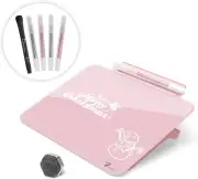 Pink Mini Glass Whiteboard 8x6 Inches for Home Office School Desk Decor
