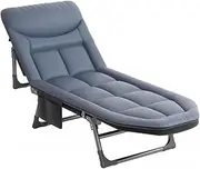 Steel Foldable Camping Bed Height Adjustable Camping Cot Portable Foldable Bed Comfortable Folding Guest Bed for Adults