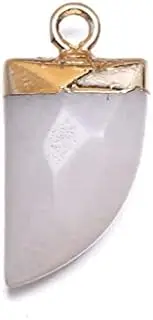 [Generic] Agates Lapis Lazuli Pendant Charms Pendants for Jewelry Making DIY Necklace Size 10x20 mm Git for Girls (Metal Color : White Jade)