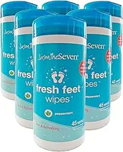 Fresh Feet Wipes - Peppermint Wet Wipes in Resealable Canister - CASE of 6 - 45 wipes each = 270 wipes | by Jasmine Seven