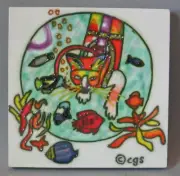 Ceramic Art Tile Scuba Cat or Lighthouse 4 x 4" Coaster Trivet Wall Handcrafted