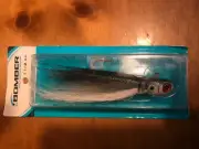 Bomber Flair Hair Jig 5” 1.5 Oz Thread Fin Shad Jig Black/ Grey/White /3D Eyes